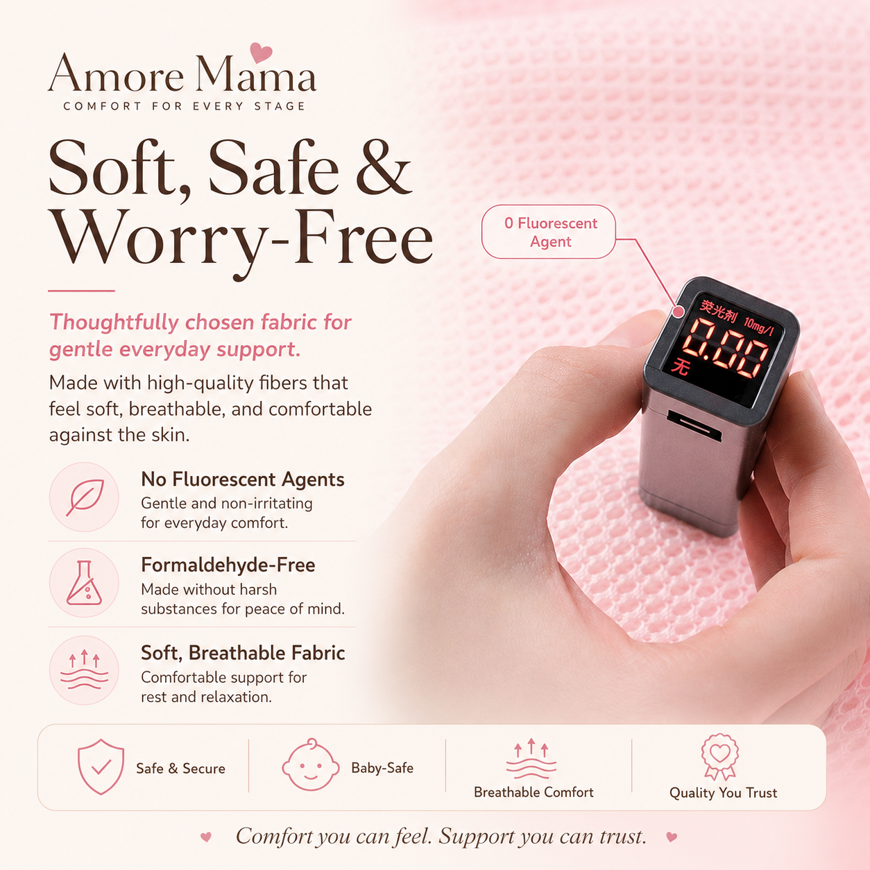Amore Mama U-Shaped Maternity Pillow for Pregnancy Support